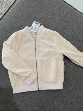 H&M Girls Light Pink Eyelet Bomber Jacket